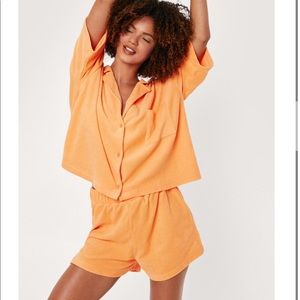 Orange 3 piece short set